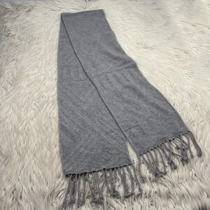 Pendleton Unisex Gray Geometric Knit Scarf Fringe Hem Wool Cashmere?